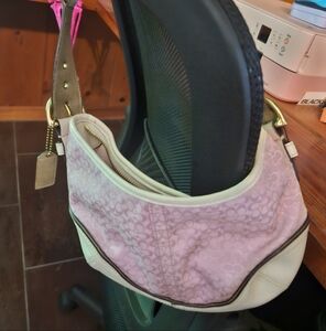 Coach Pink and Cream Shoulder Bag VINTAGE in  Used Condition